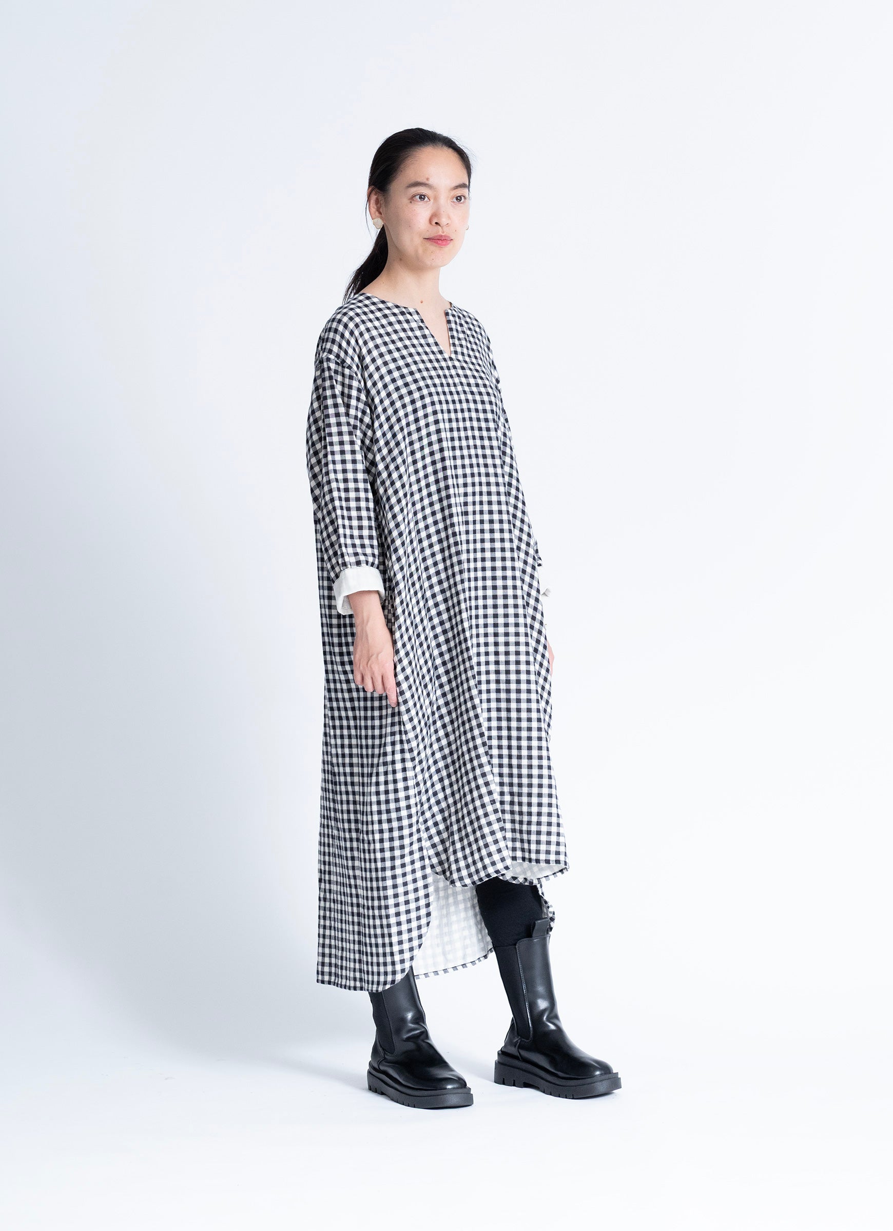 ギンガムガーゼキーネックワンピース – ao daikanyama