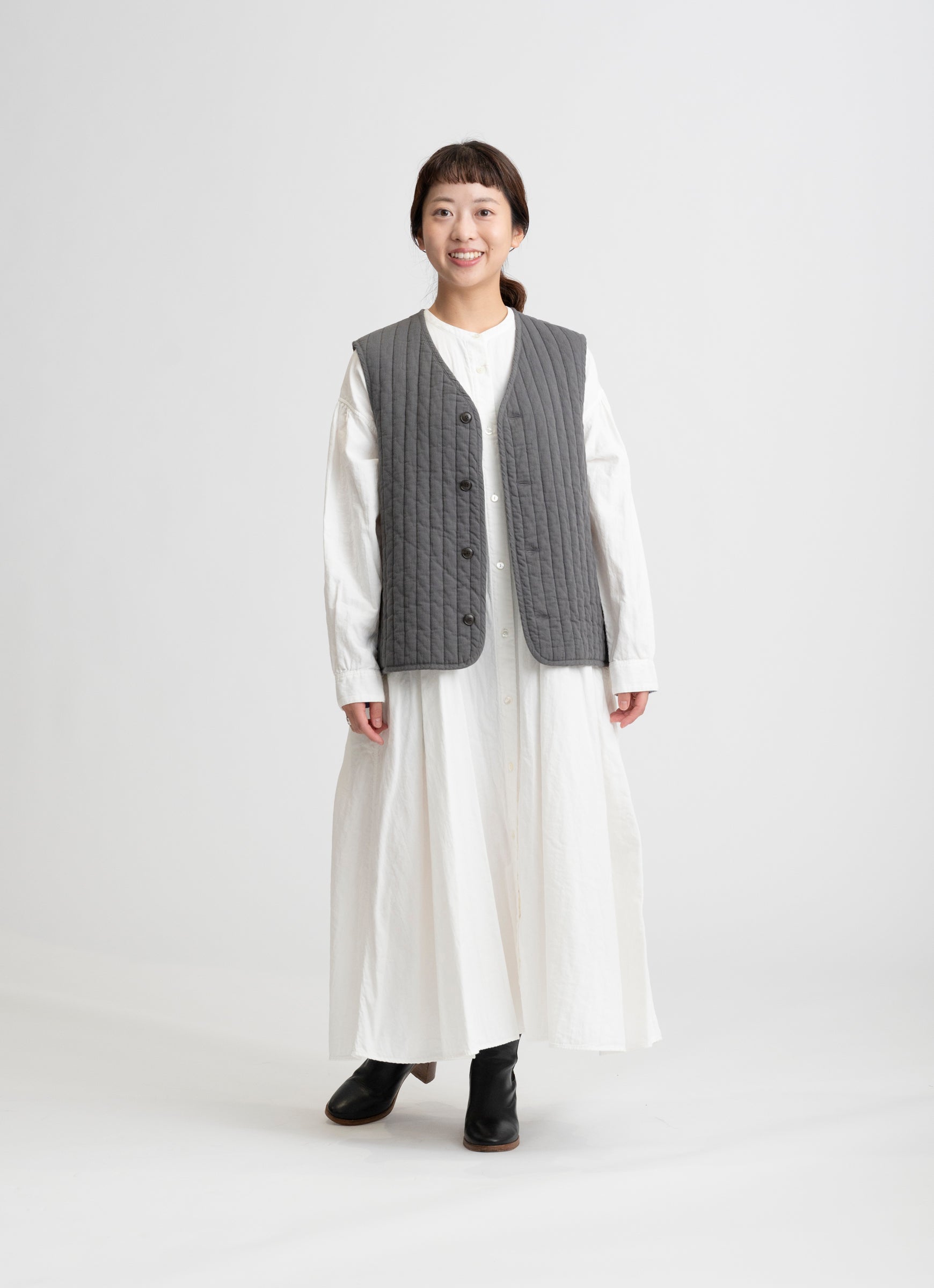 在庫限り】キルティングベスト（オリジナルストライプキルトガーゼ