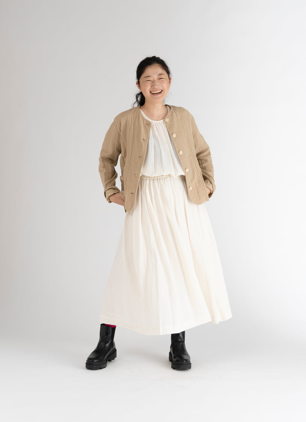 ガーゼノーカラージャケット