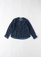 デニムガーゼノーカラージャケット