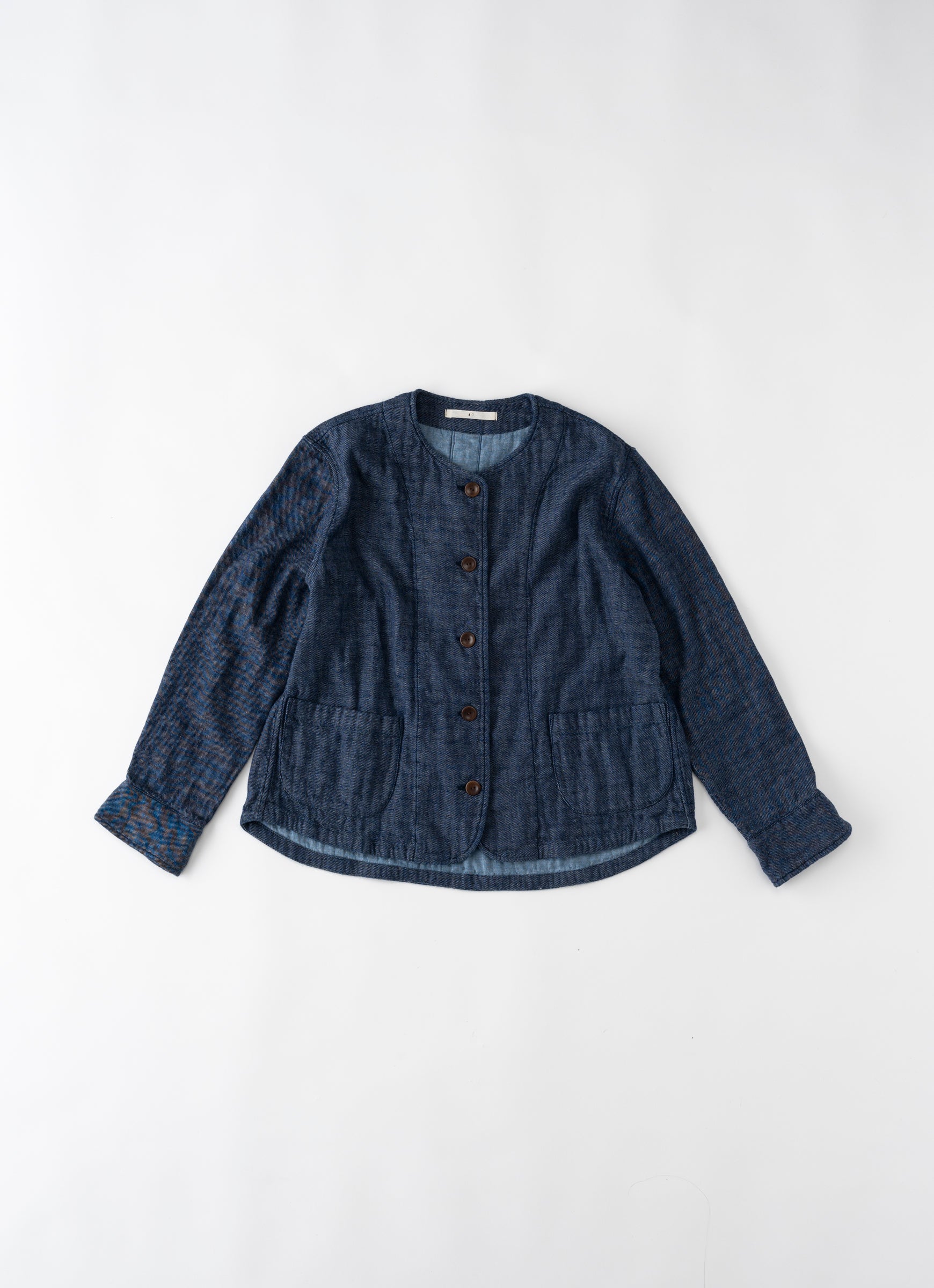デニムガーゼノーカラージャケット