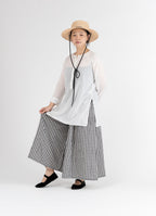 ギンガムガーゼギャザーロングパンツ
