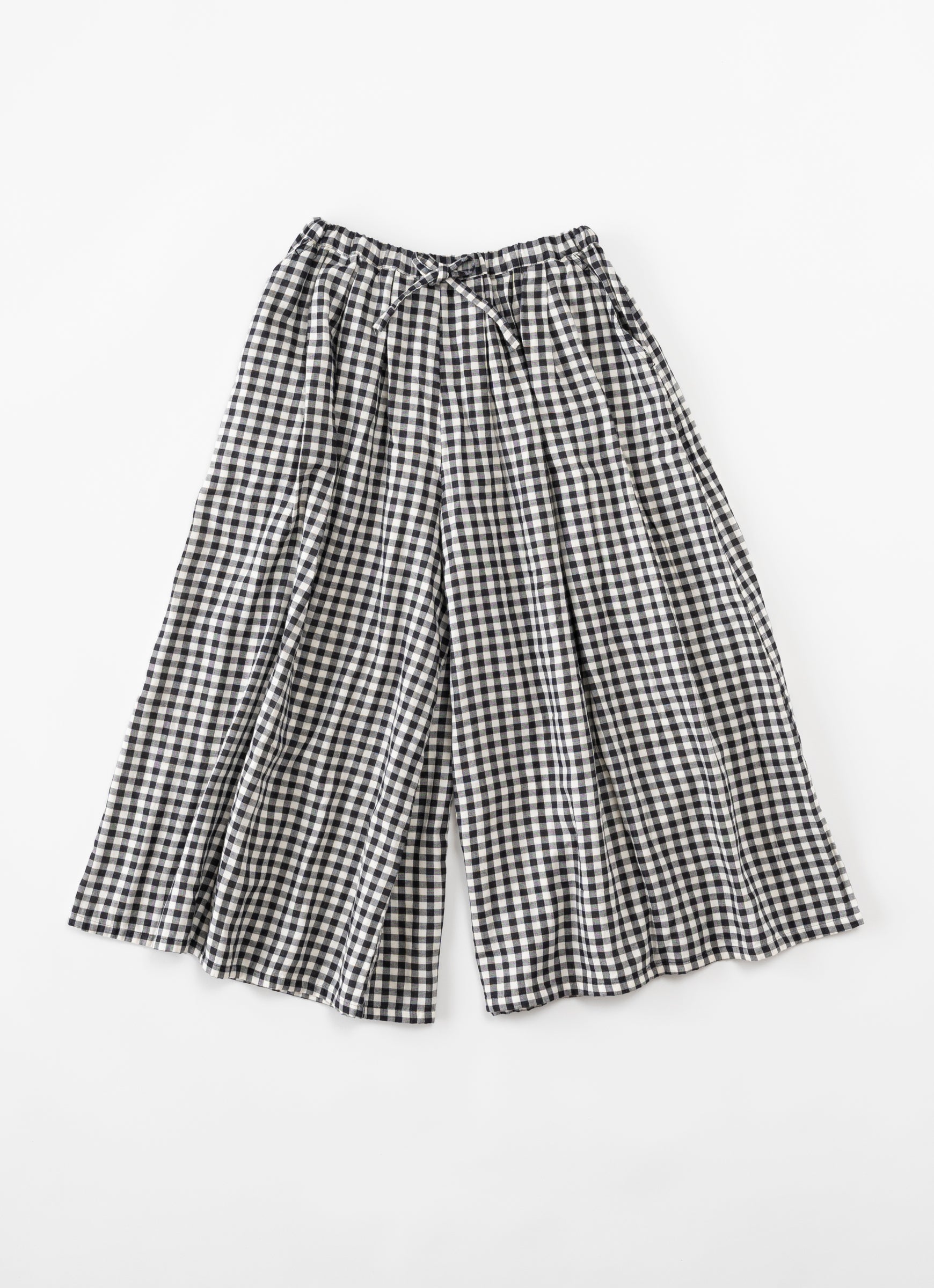 ギンガムガーゼギャザーロングパンツ