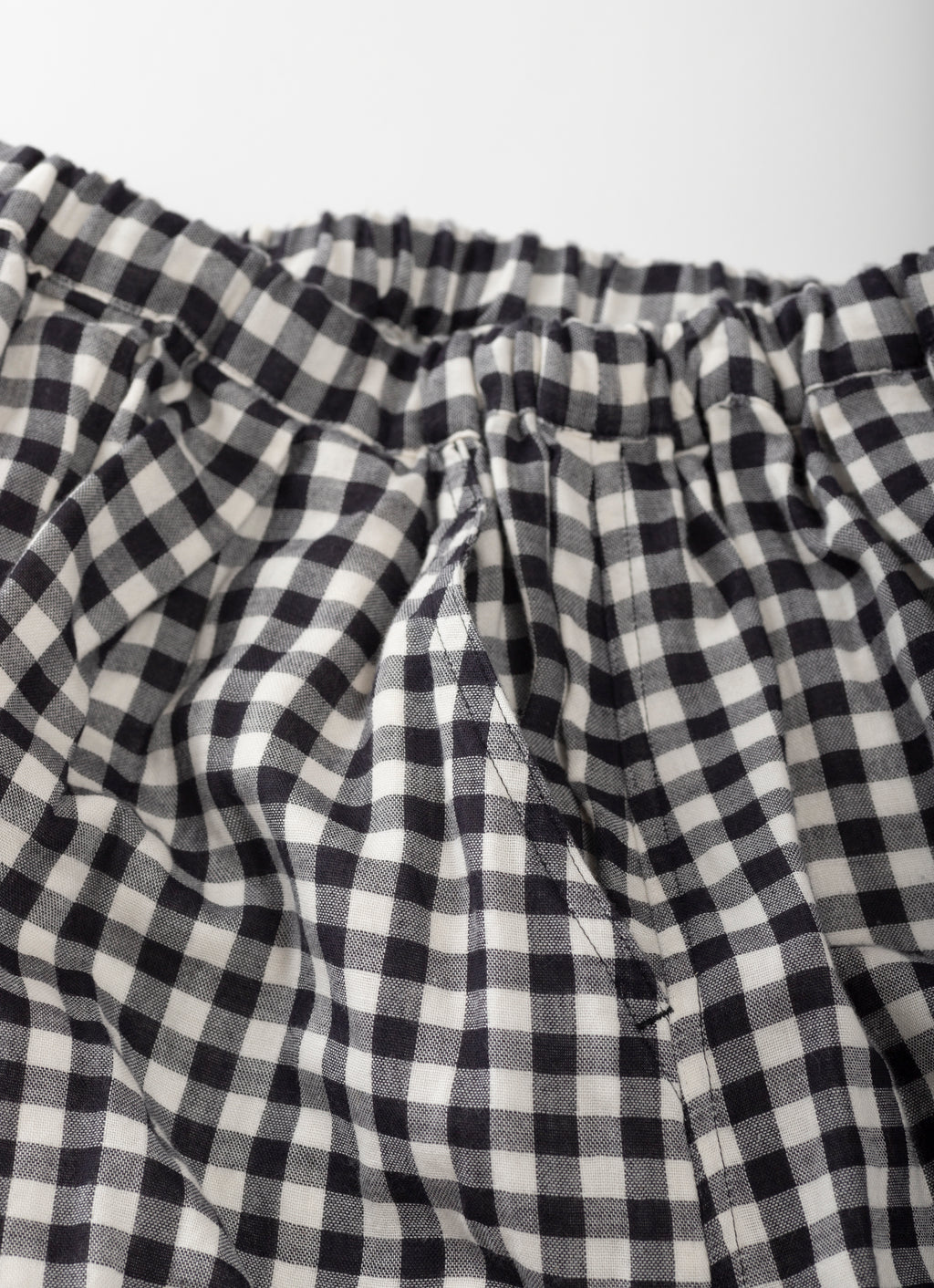 ギンガムガーゼギャザーロングパンツ