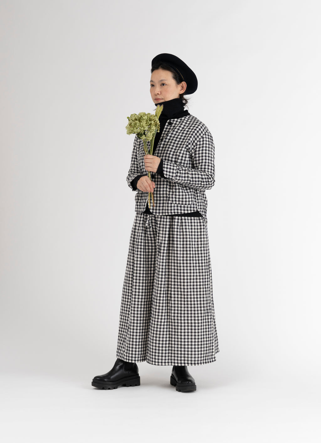 ギンガムガーゼノーカラージャケット