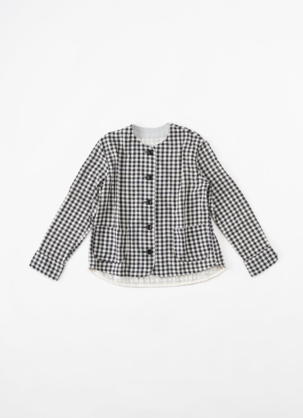 ギンガムガーゼノーカラージャケット