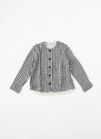 ギンガムガーゼノーカラージャケット