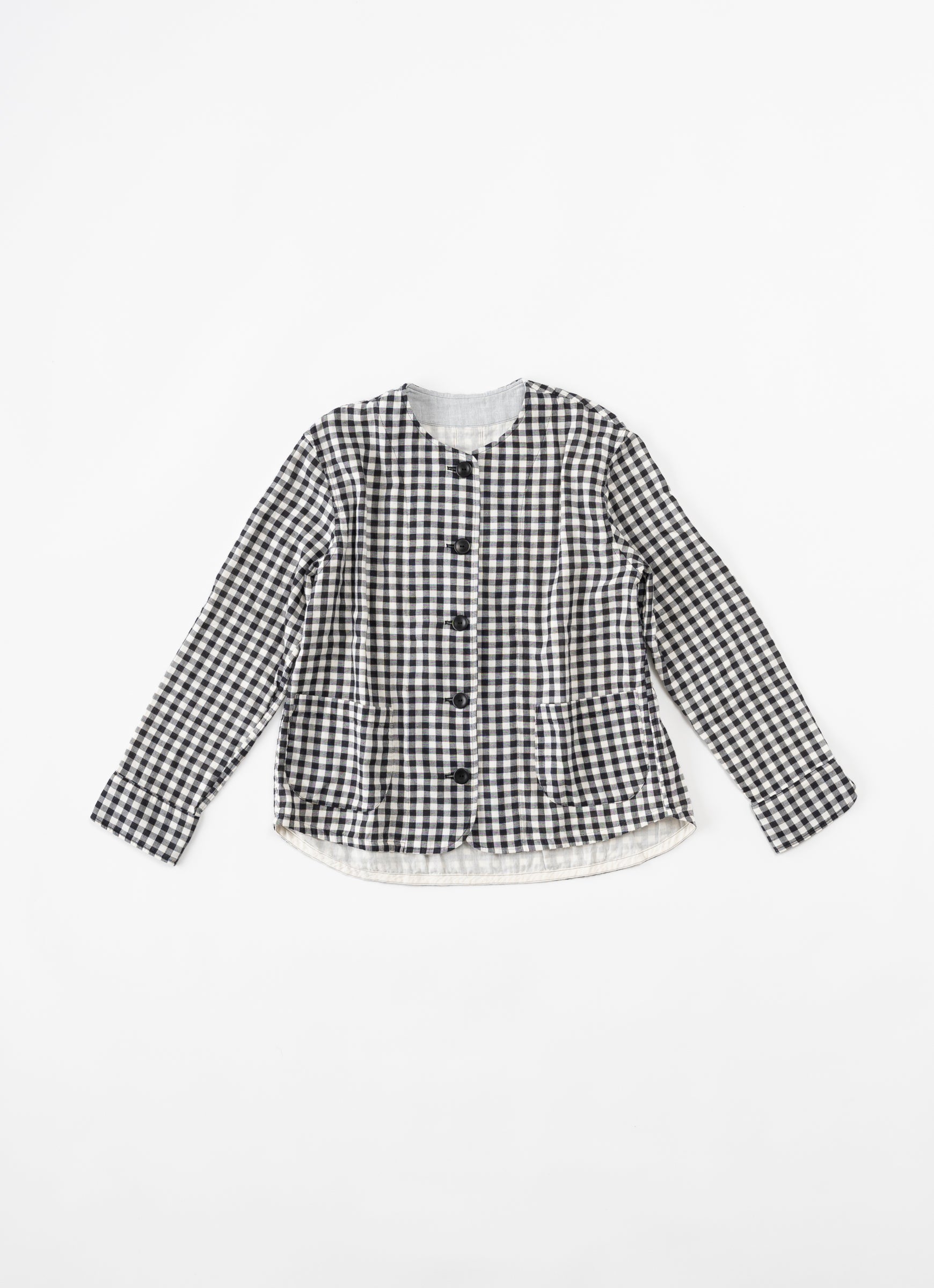 ギンガムガーゼノーカラージャケット