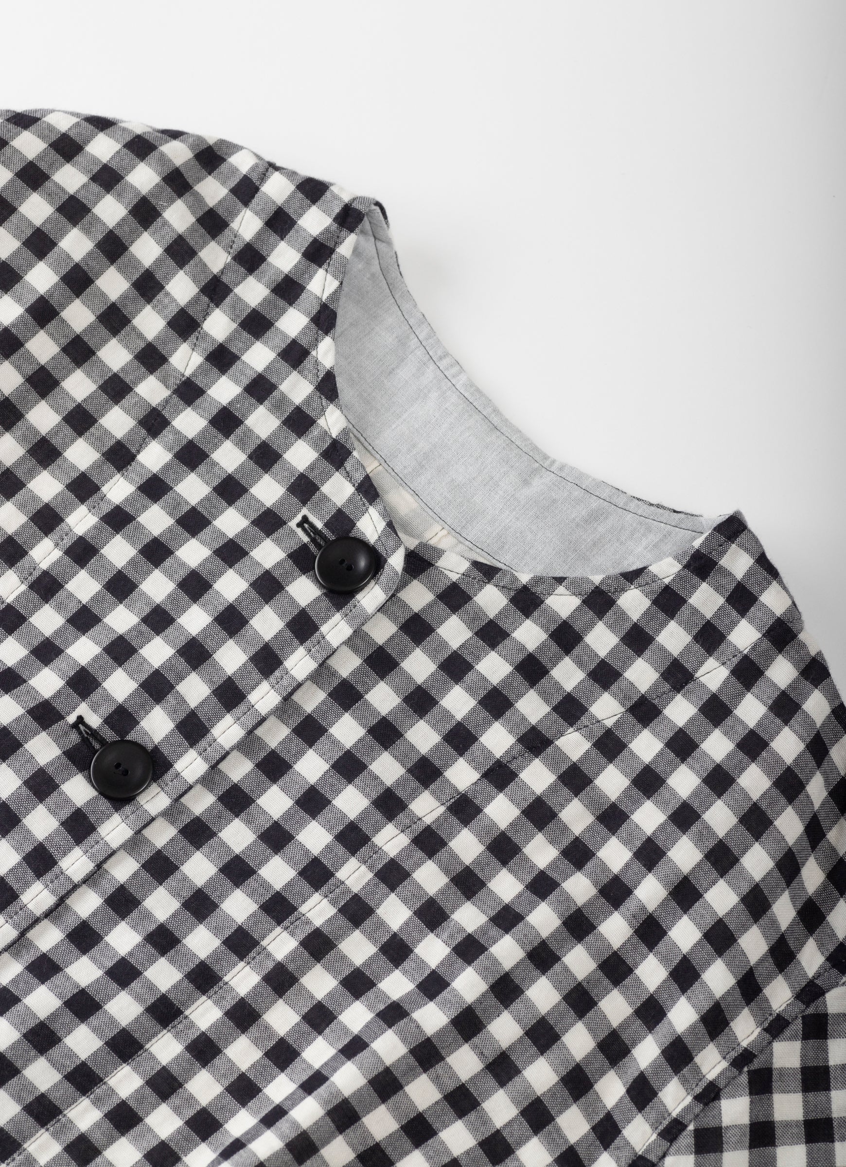 ギンガムガーゼノーカラージャケット
