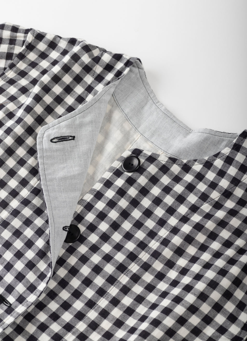 ギンガムガーゼノーカラージャケット