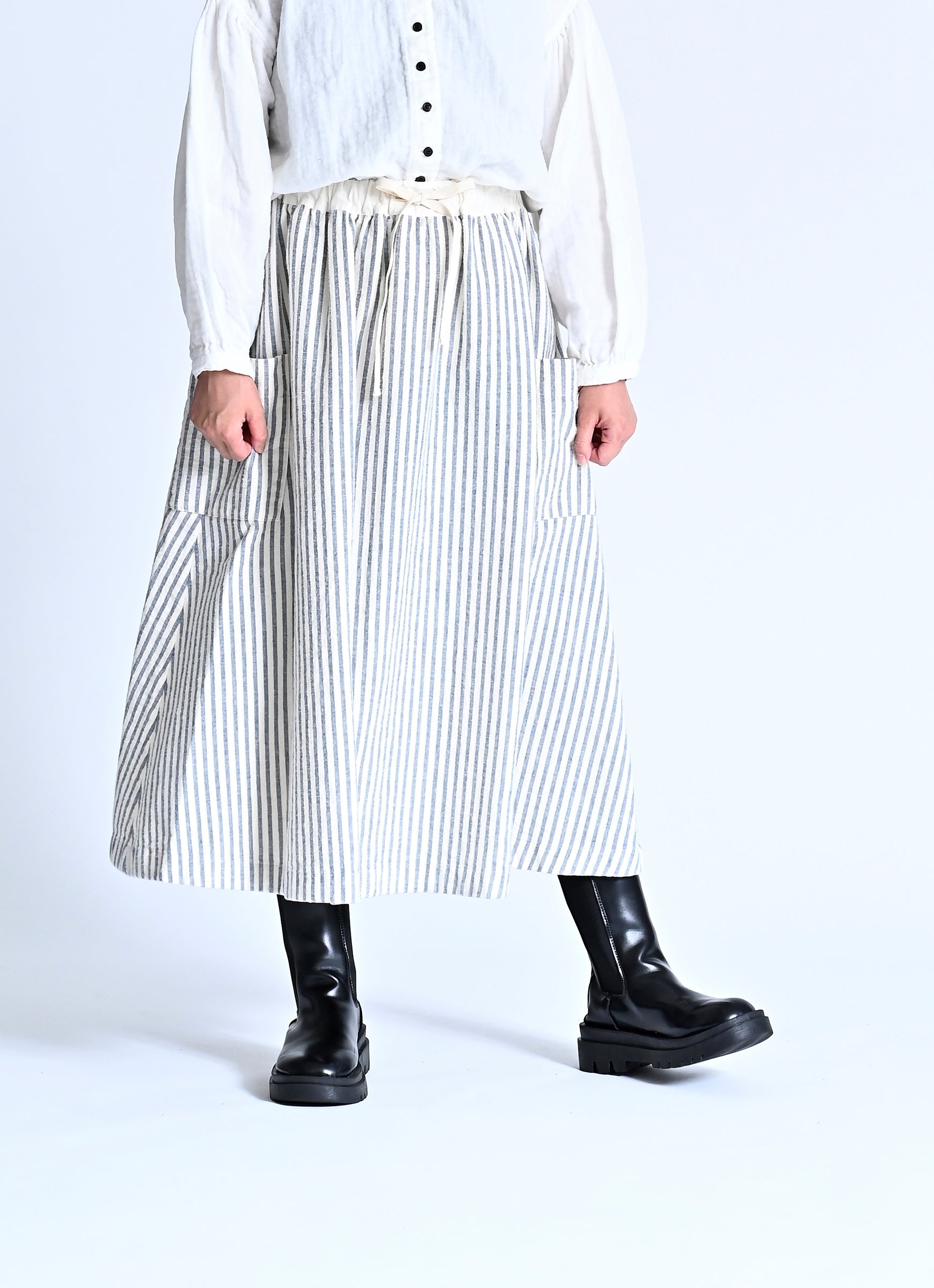 ストライプガーゼポケットスカート