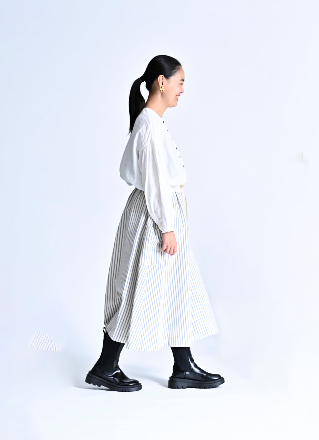 ストライプガーゼポケットスカート