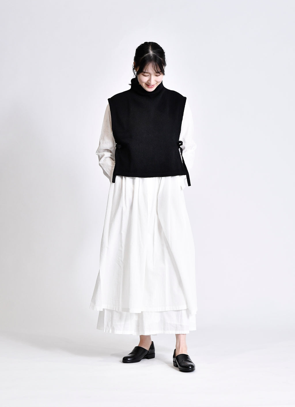 コットンニットハイネックベスト