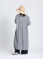 ギンガムガーゼキーネックワンピース