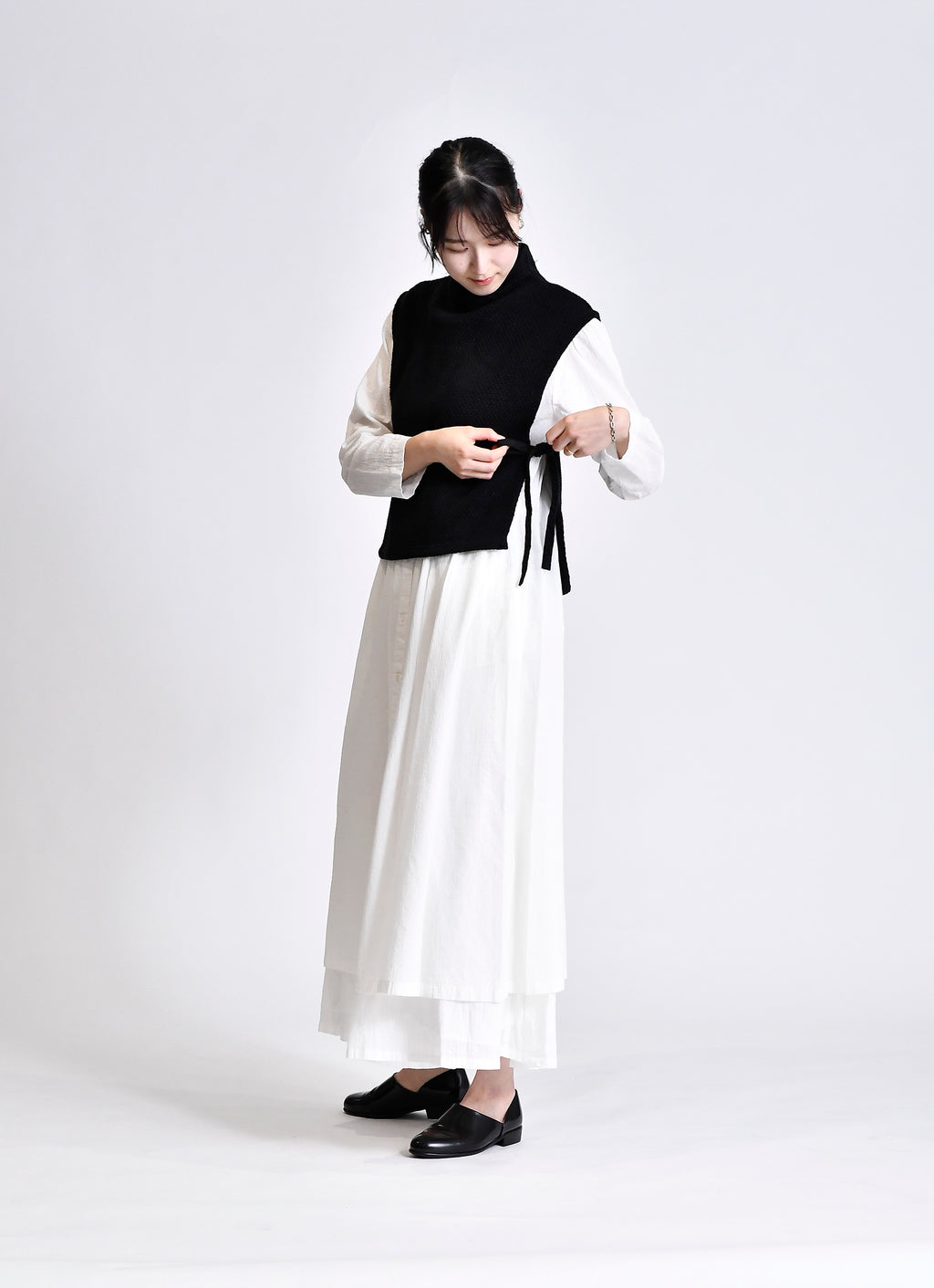 コットンニットハイネックベスト