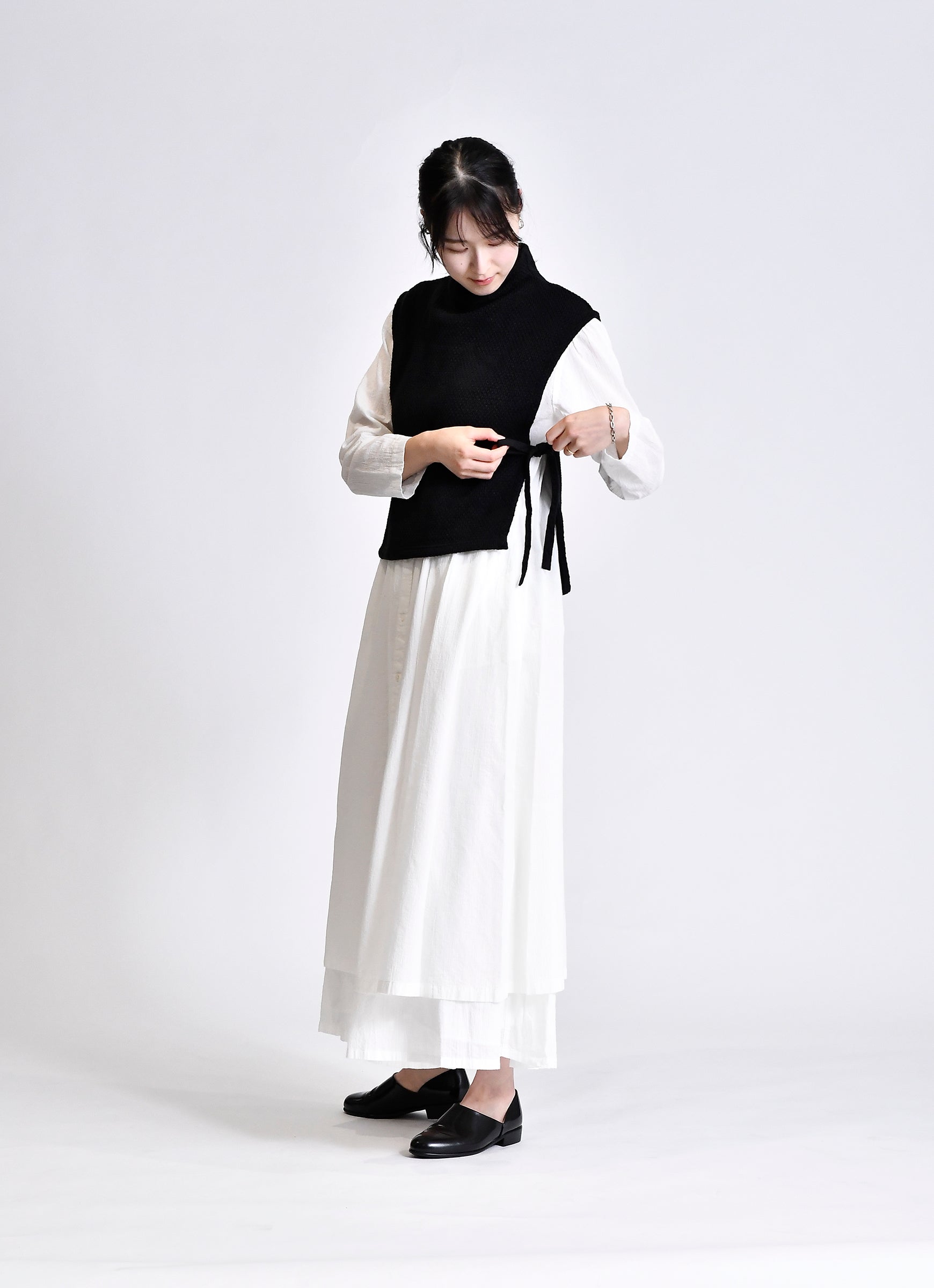 コットンニットハイネックベスト