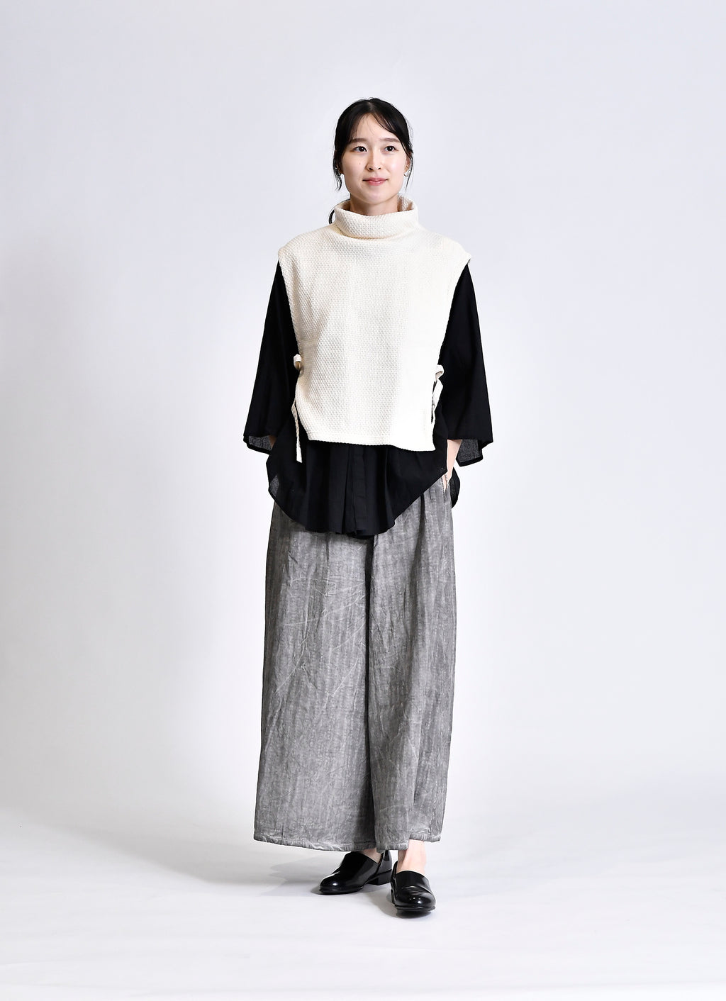 コットンニットハイネックベスト