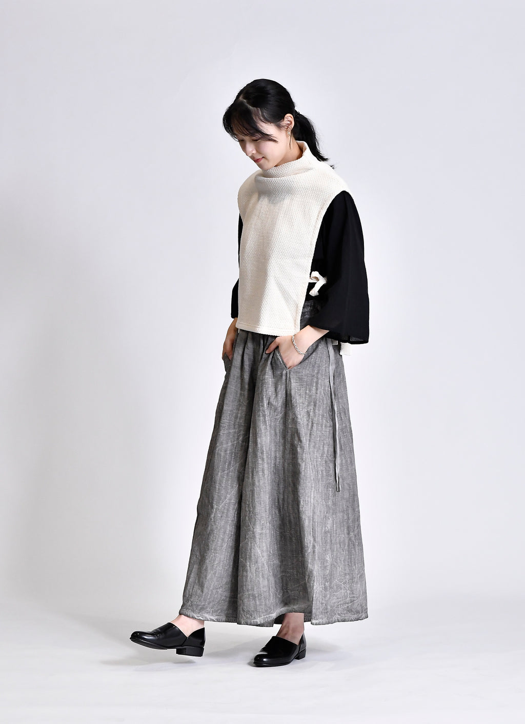 コットンニットハイネックベスト