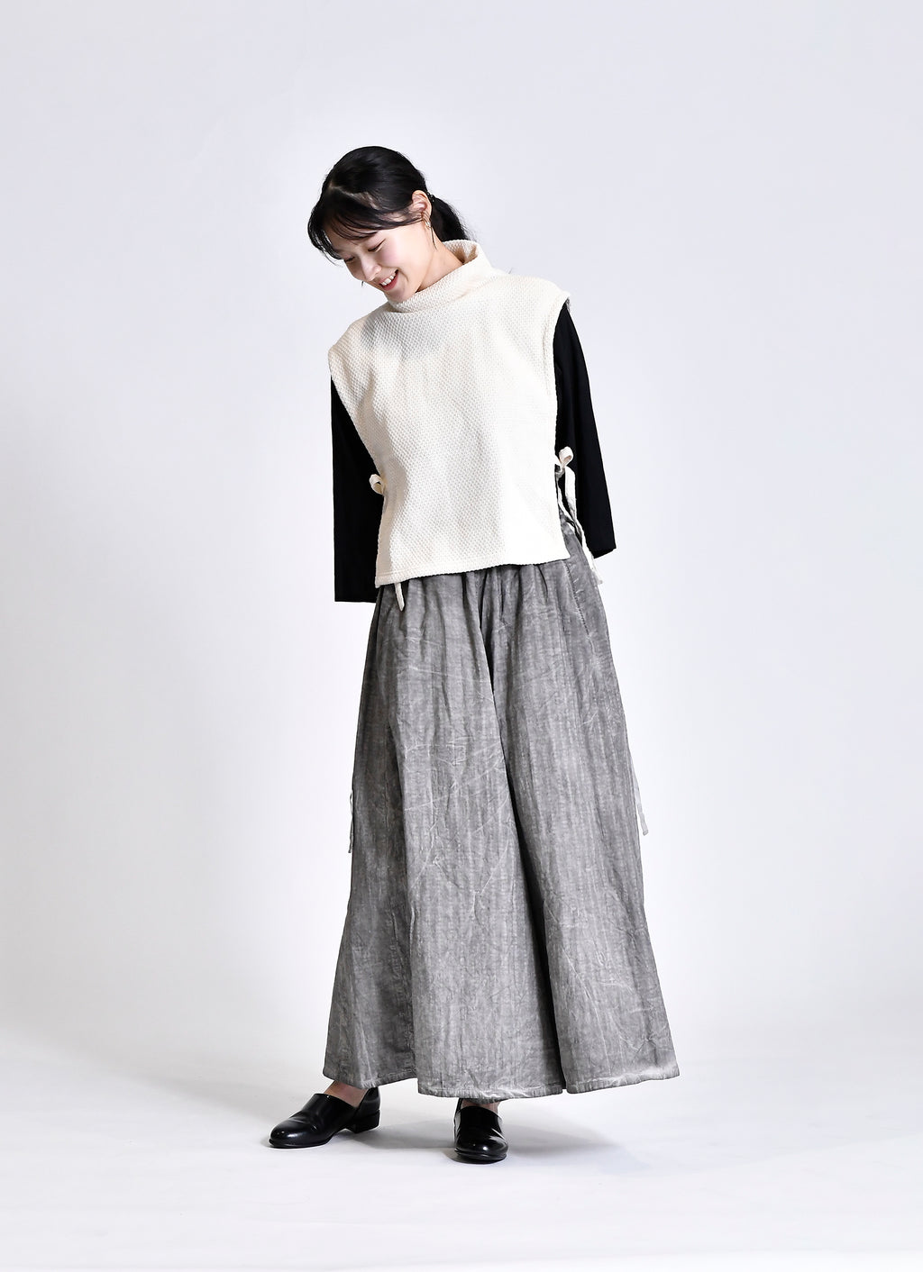 コットンニットハイネックベスト