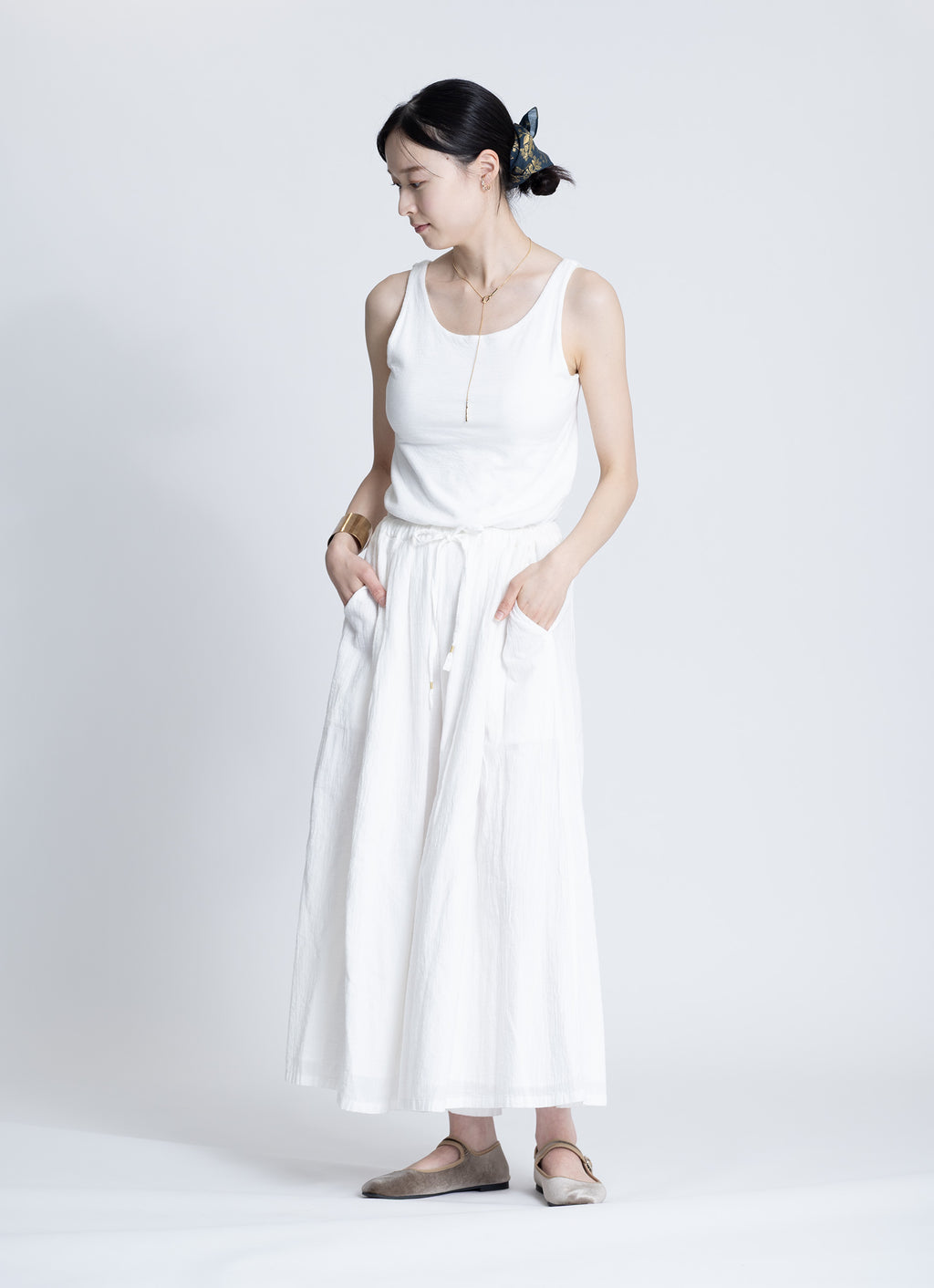 ガーゼギャザーロングパンツ