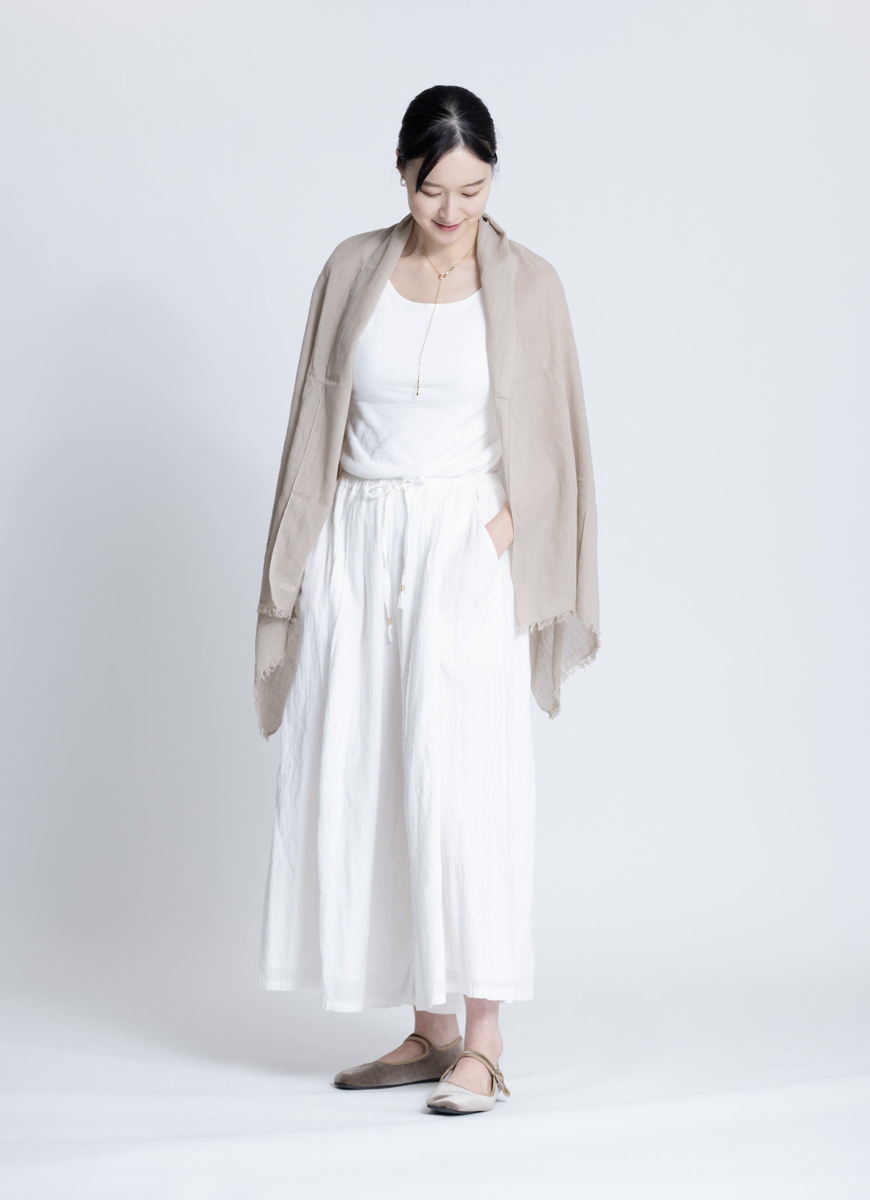 ガーゼギャザーロングパンツ