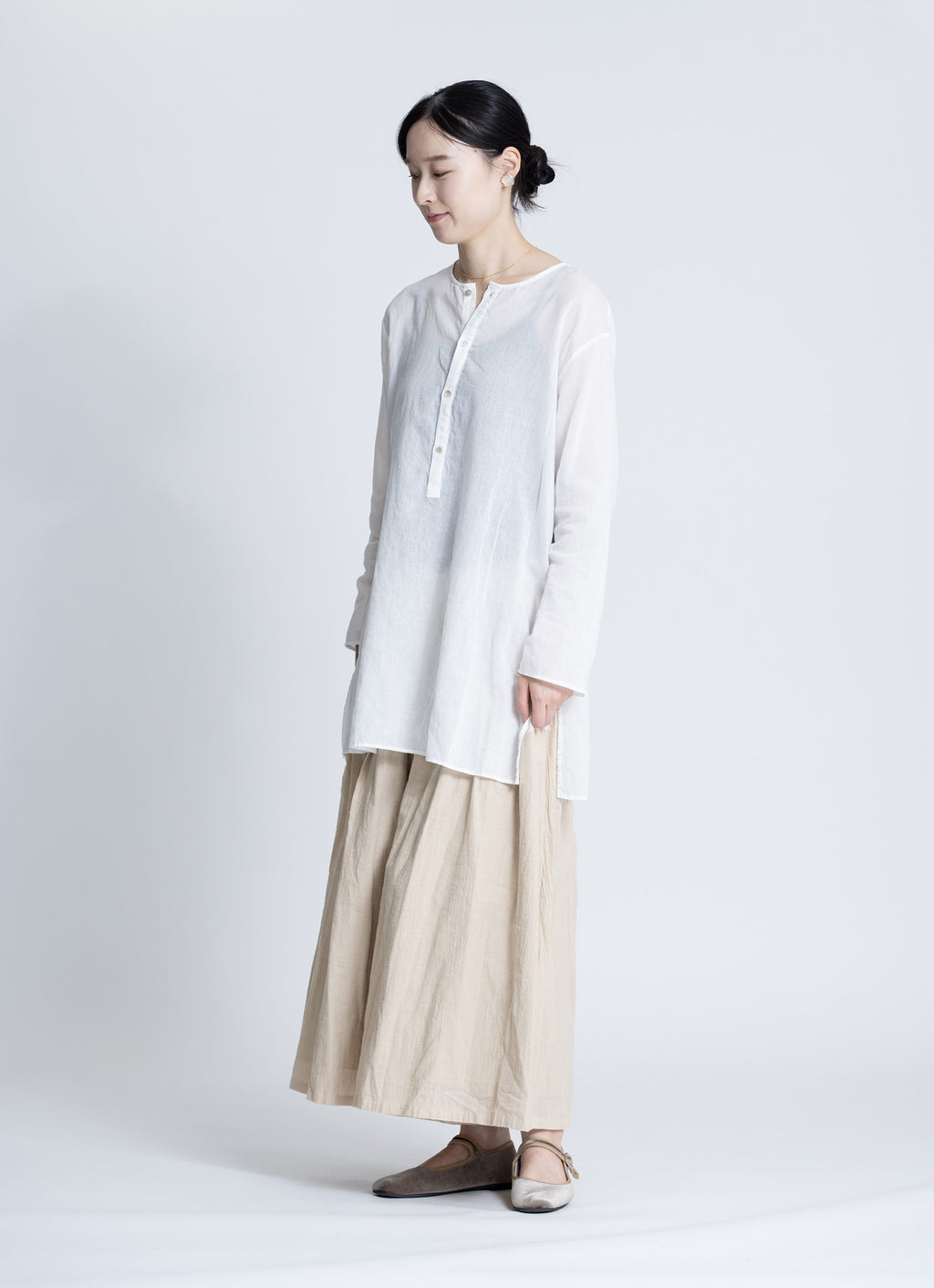 ガーゼギャザーロングパンツ