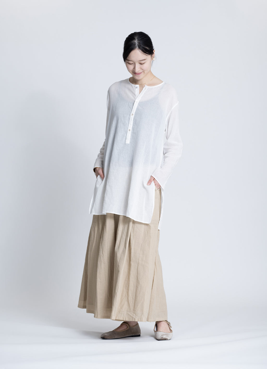 ガーゼギャザーロングパンツ