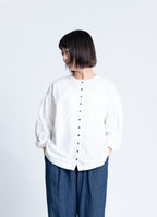 スーピマガーゼクルーネックブラウス