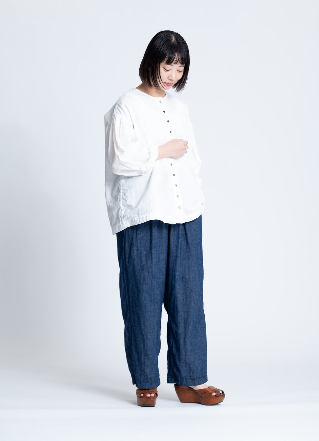 スーピマガーゼクルーネックブラウス