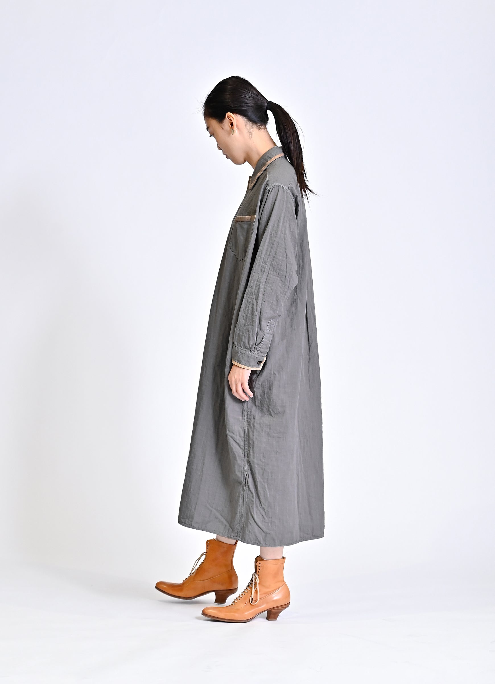 ガーゼロングシャツワンピース