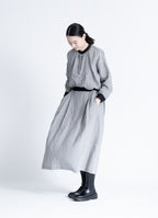 千鳥ガーゼタックギャザーロングスカート