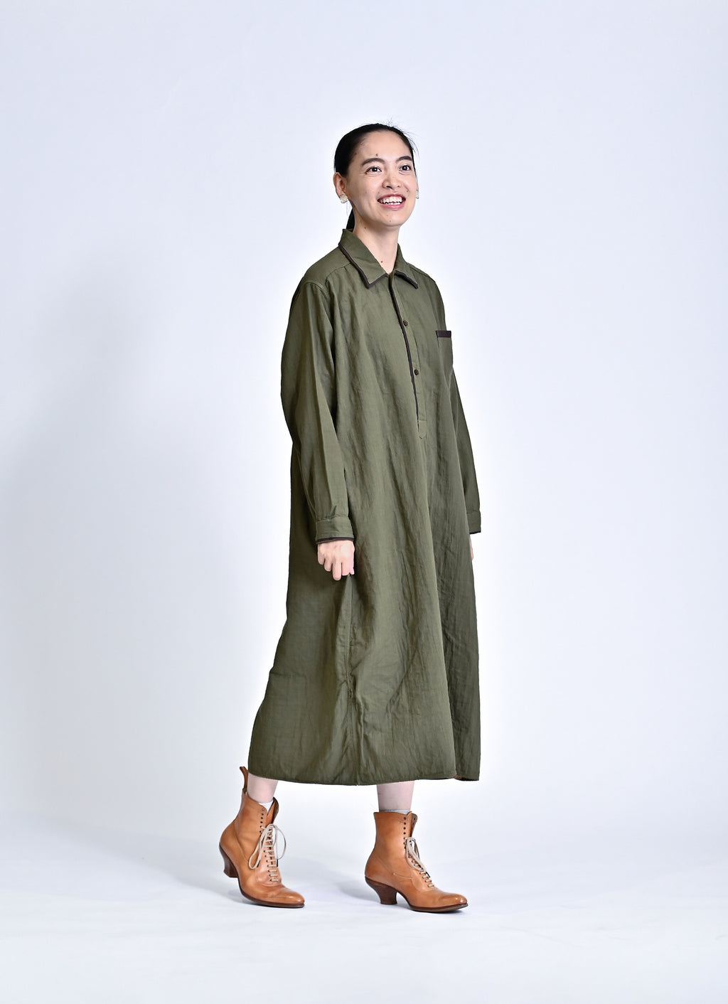 ガーゼロングシャツワンピース