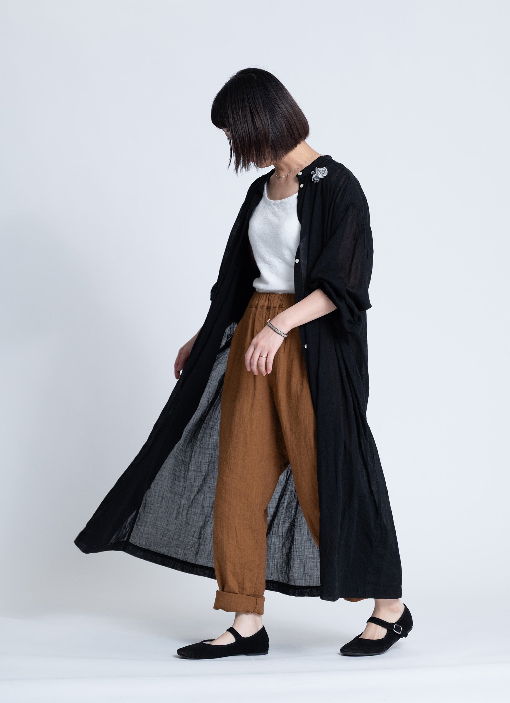 コットンリネンギャザードレス