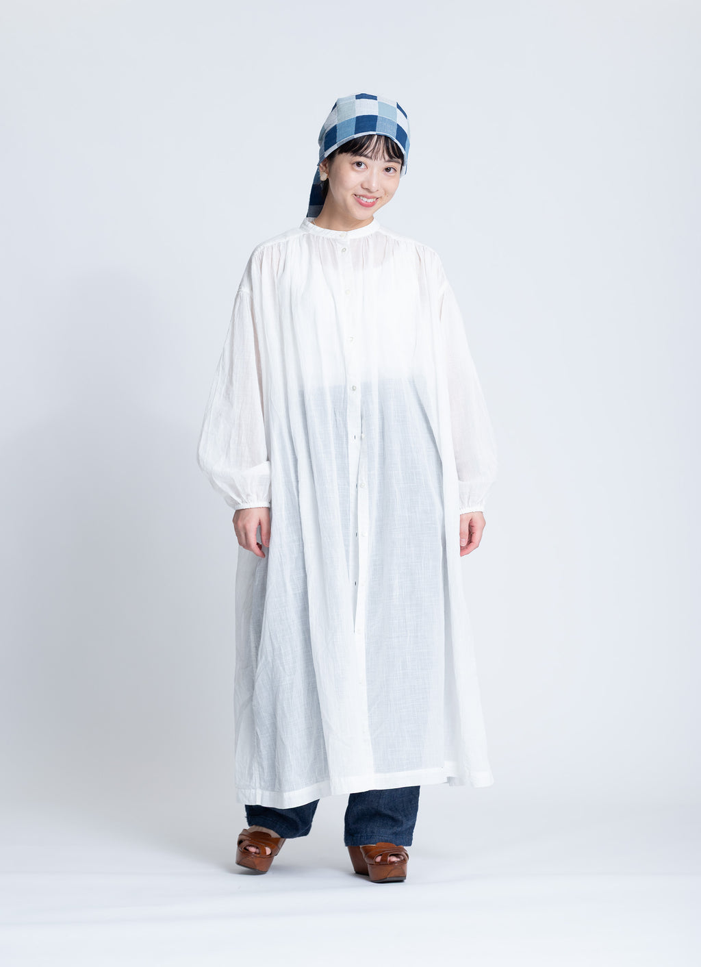 コットンリネンギャザードレス