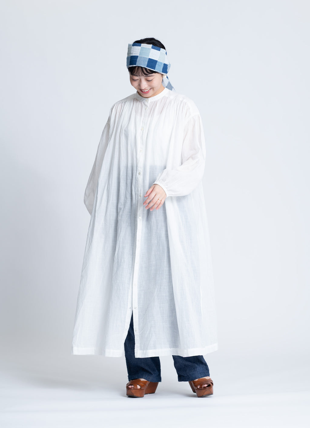 コットンリネンギャザードレス