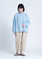 コットンリネンギャザーブラウス