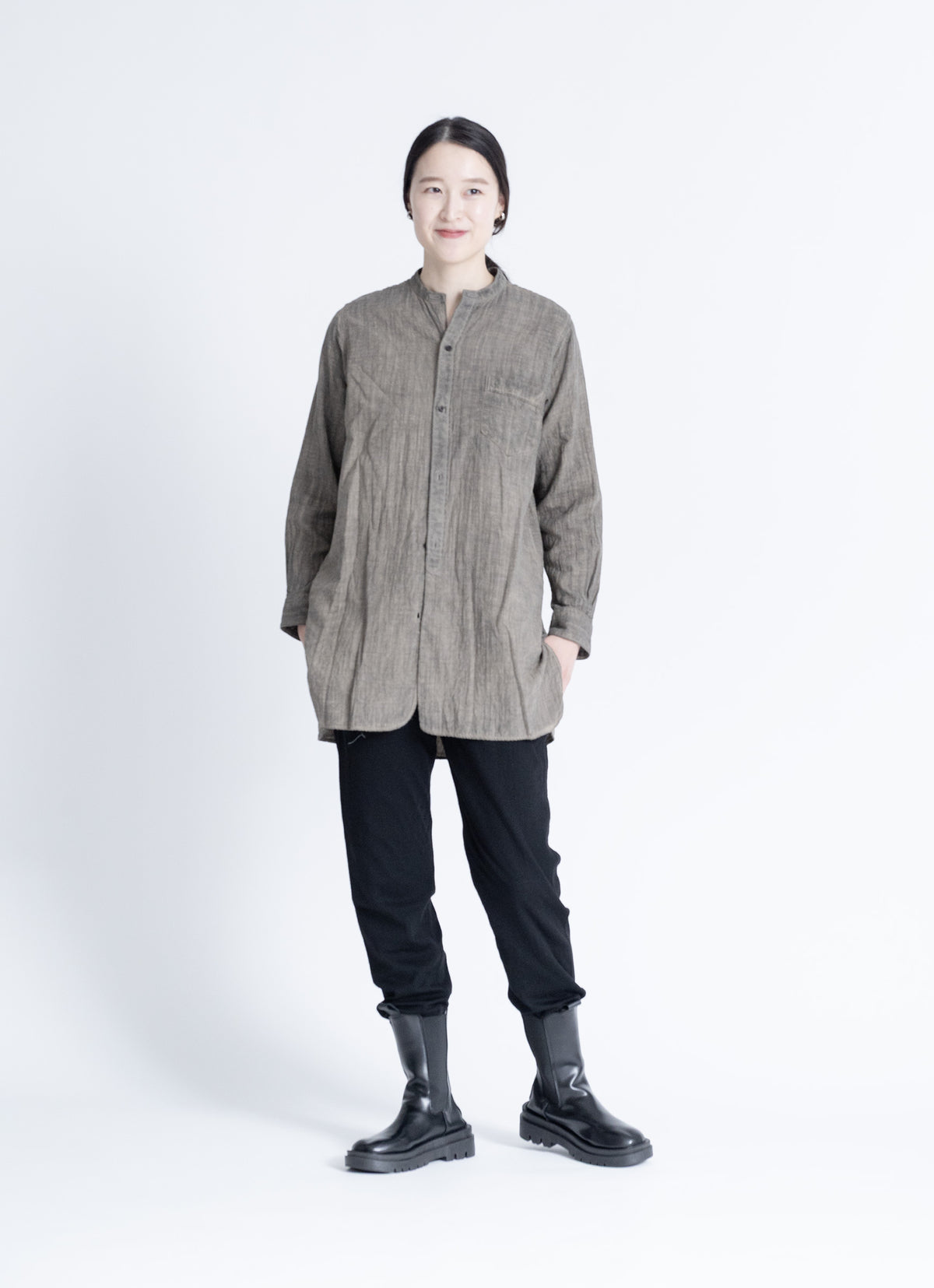 カカオ染めロングシャツ