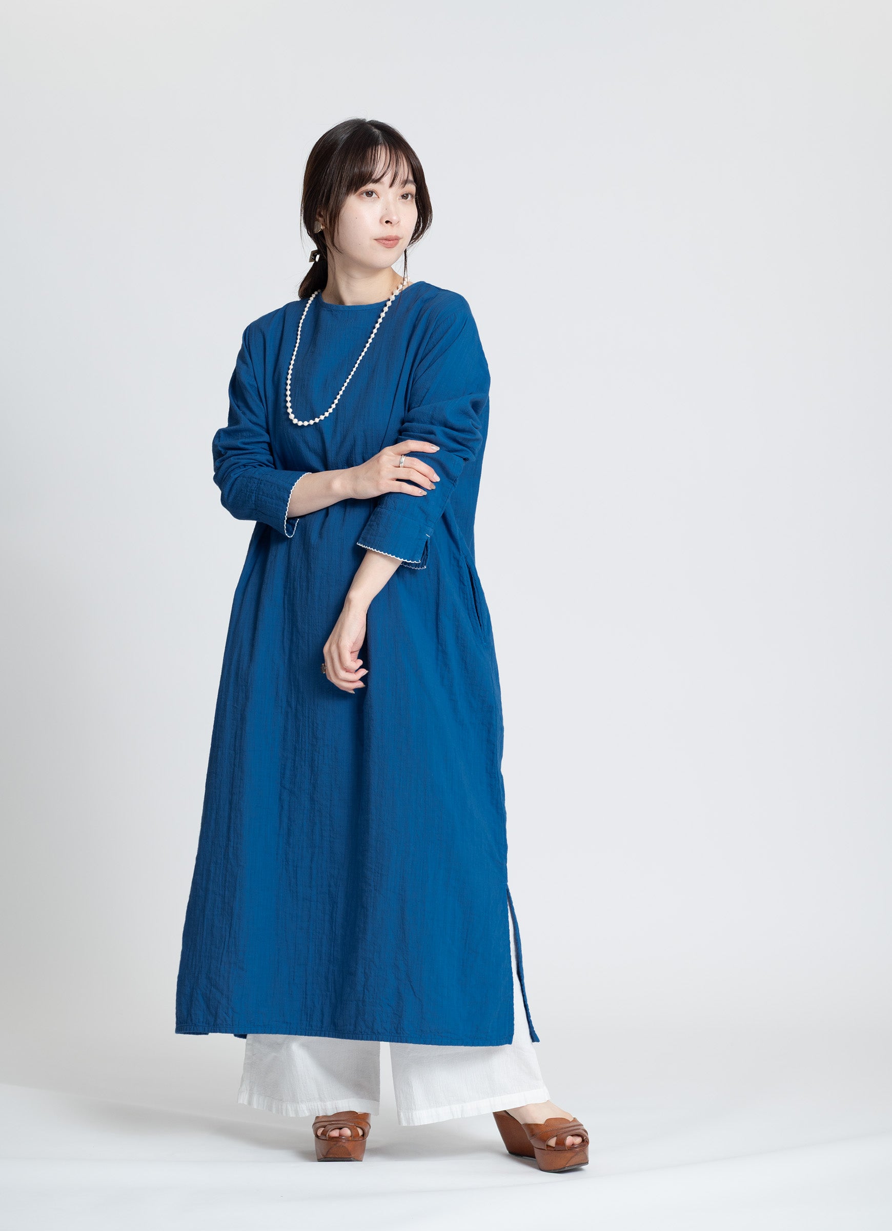 ガーゼリボンスリットドレス