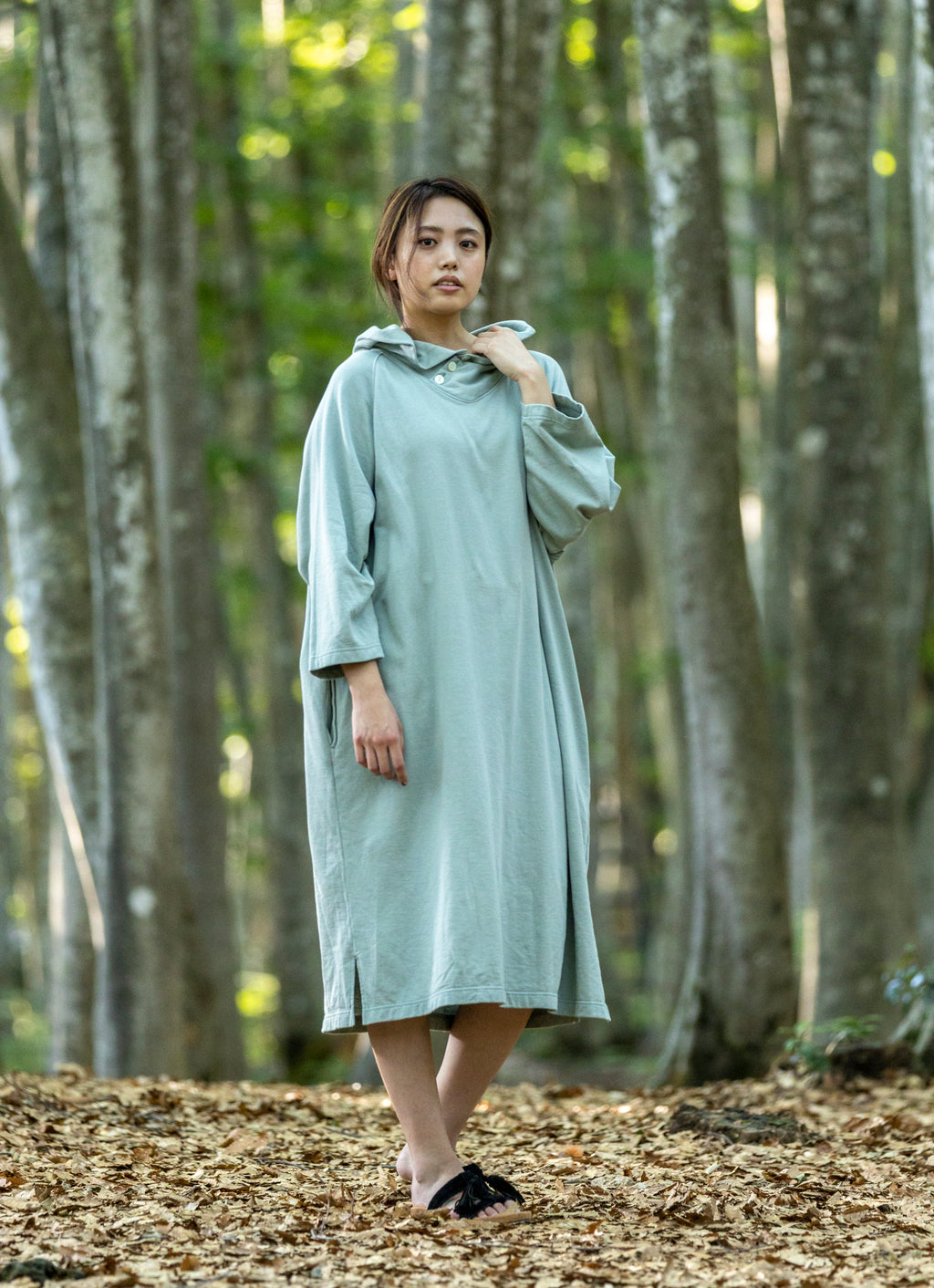 シルクmixフーディーサウナワンピース