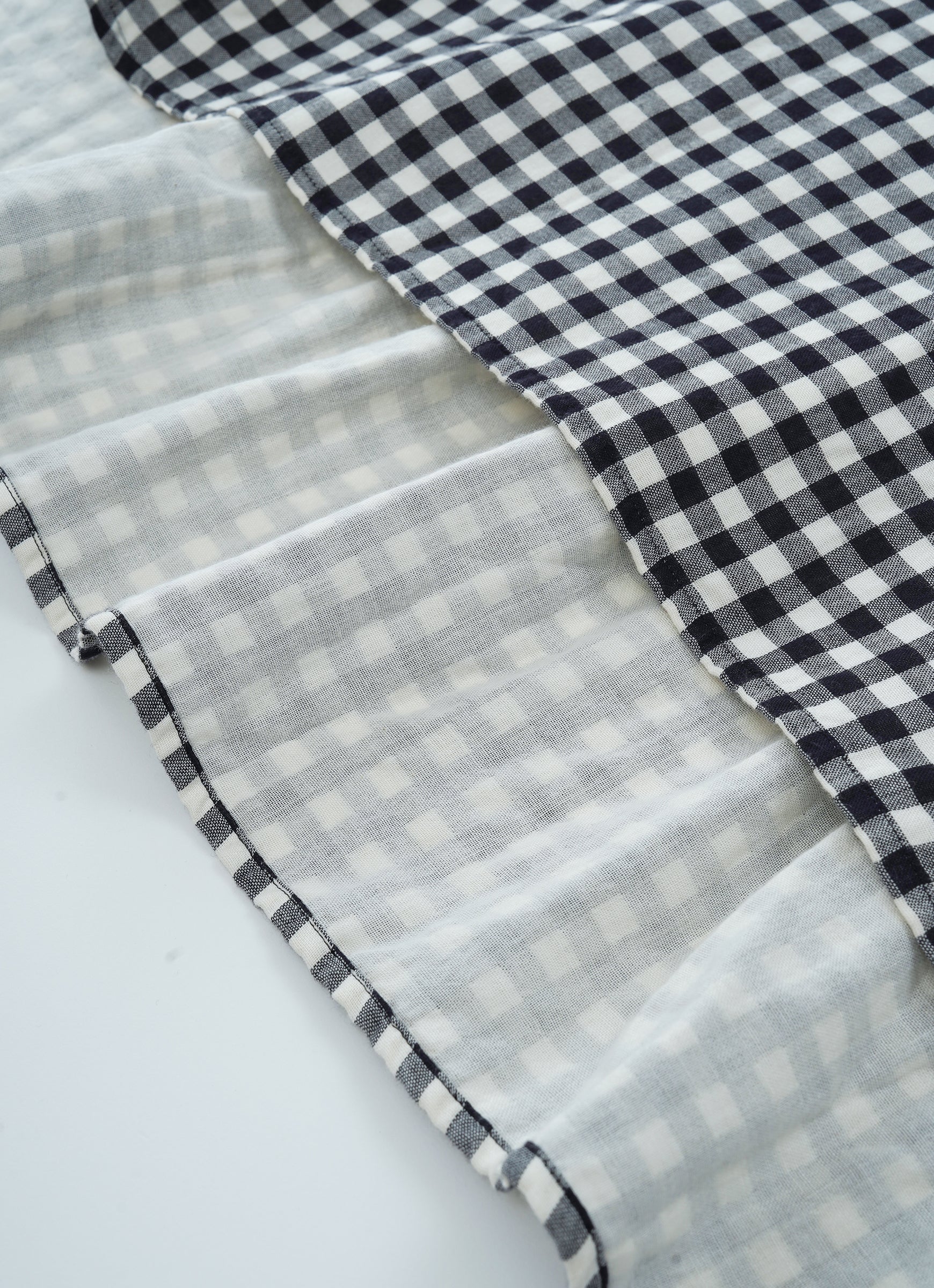 ギンガムガーゼキーネックワンピース