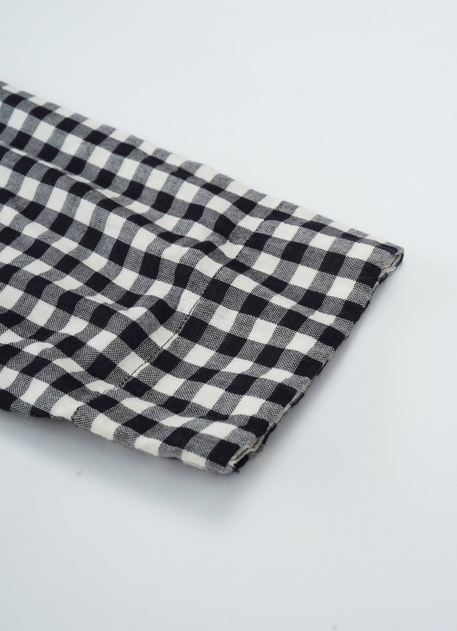 ギンガムガーゼキーネックワンピース