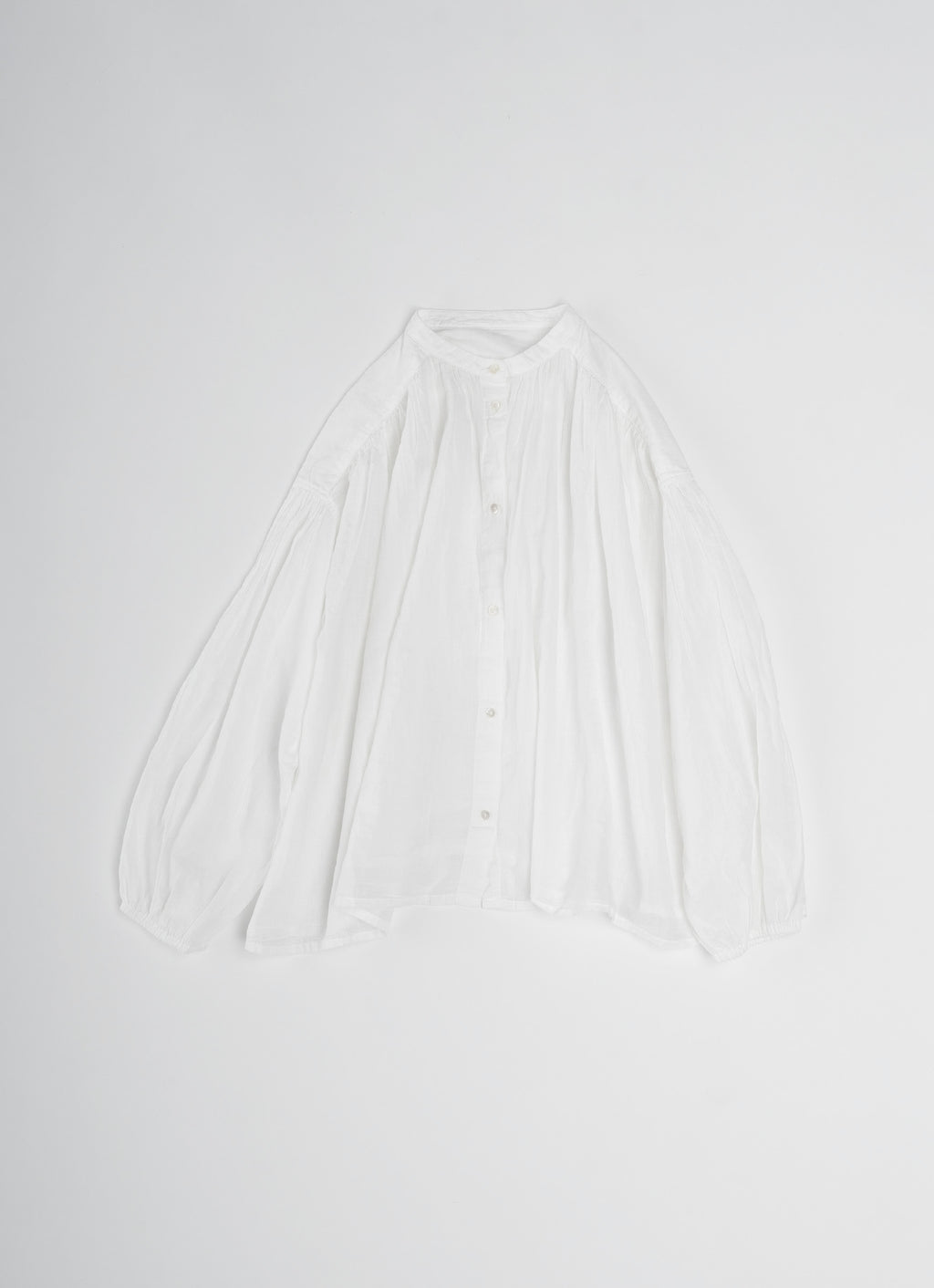 コットンリネンギャザーブラウス