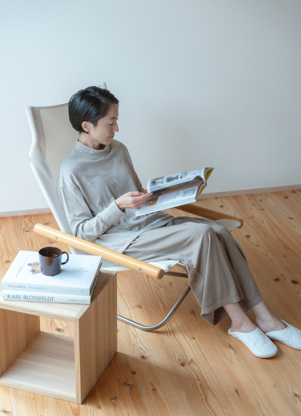 シルク混なめらかリラックスワイドパンツ