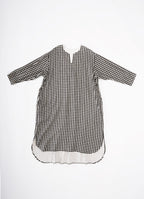 ギンガムガーゼキーネックワンピース