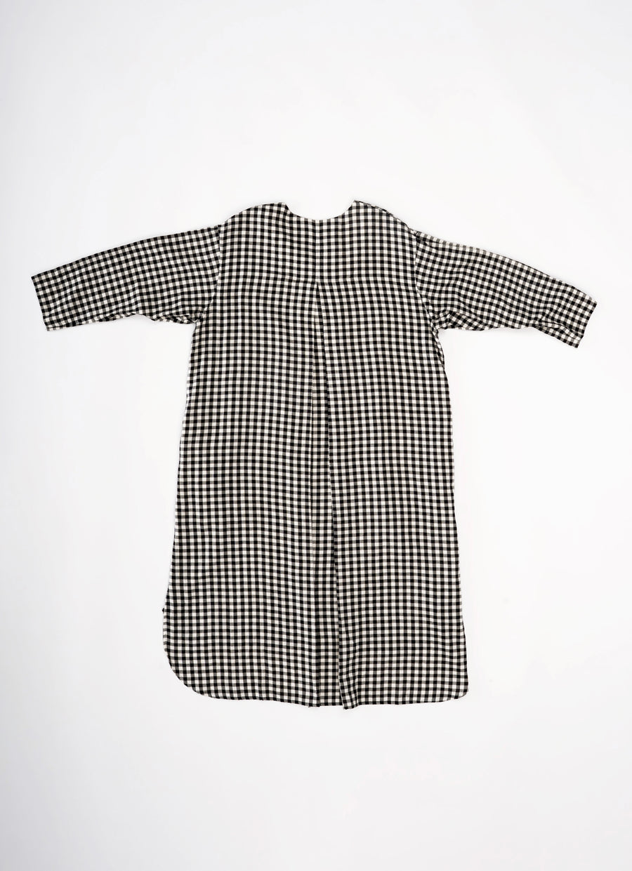 ギンガムガーゼキーネックワンピース