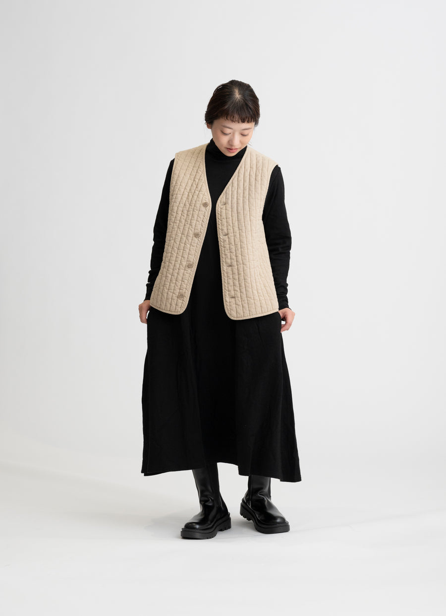 【在庫限り】キルティングベスト（オリジナルストライプキルトガーゼ）