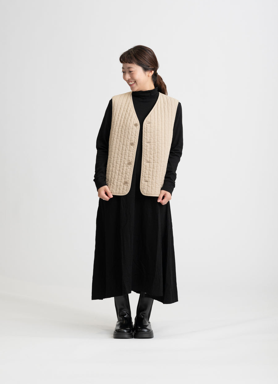 【在庫限り】キルティングベスト（オリジナルストライプキルトガーゼ）