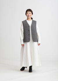 アルチビオ　シルバー キルティング ベスト スカートセット 在庫限り】キルティングベスト（オリジナルストライプキルトガーゼ