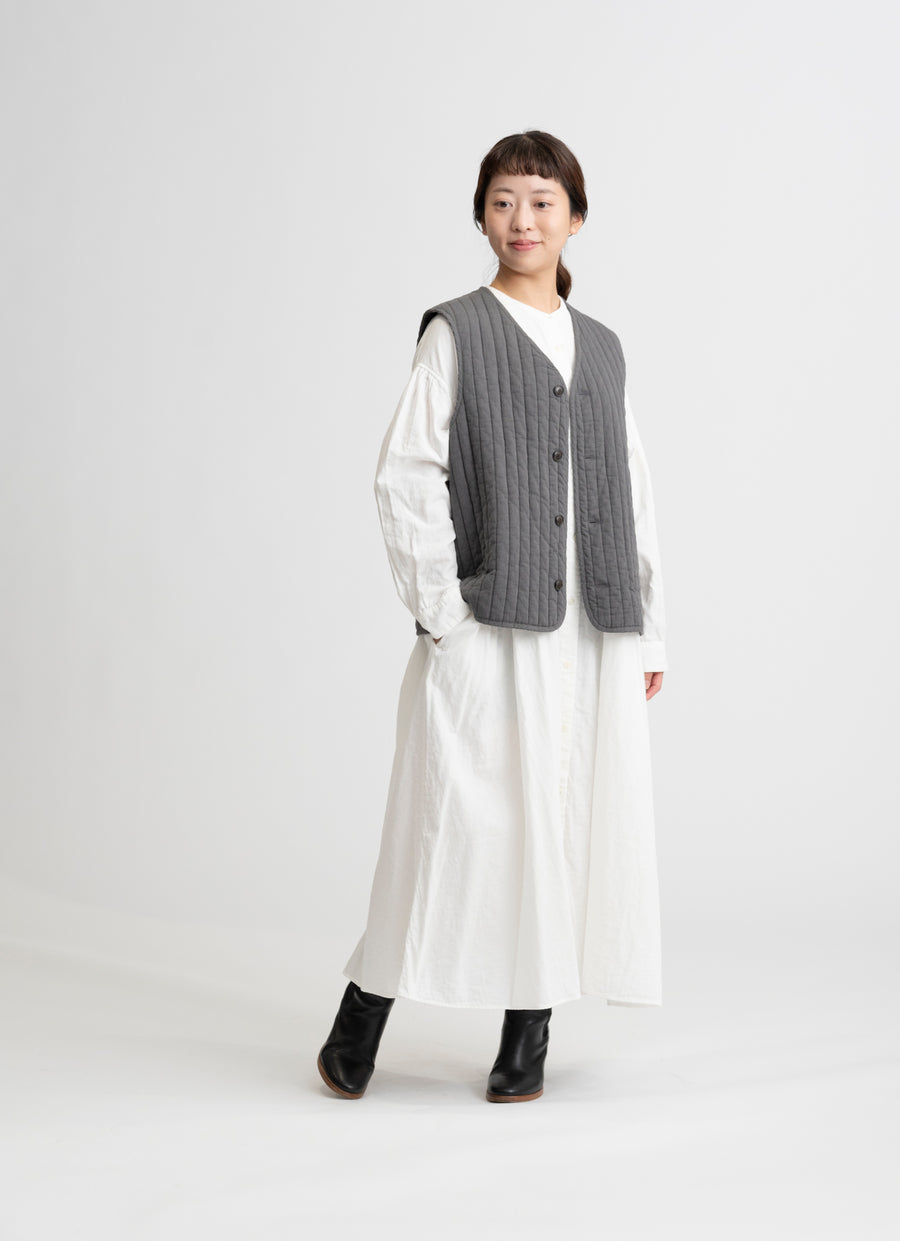 【在庫限り】キルティングベスト（オリジナルストライプキルトガーゼ）