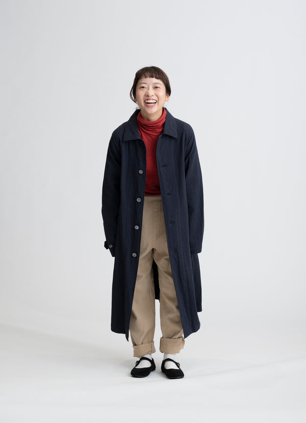 【在庫限り】ステンカラーコート（リサイクルコットン混二重ガーゼ）